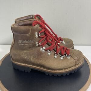 Vintage Raichle Boots Mens Size 7.5 Brown Leather Swiss Hiking Vibram Sole 90s